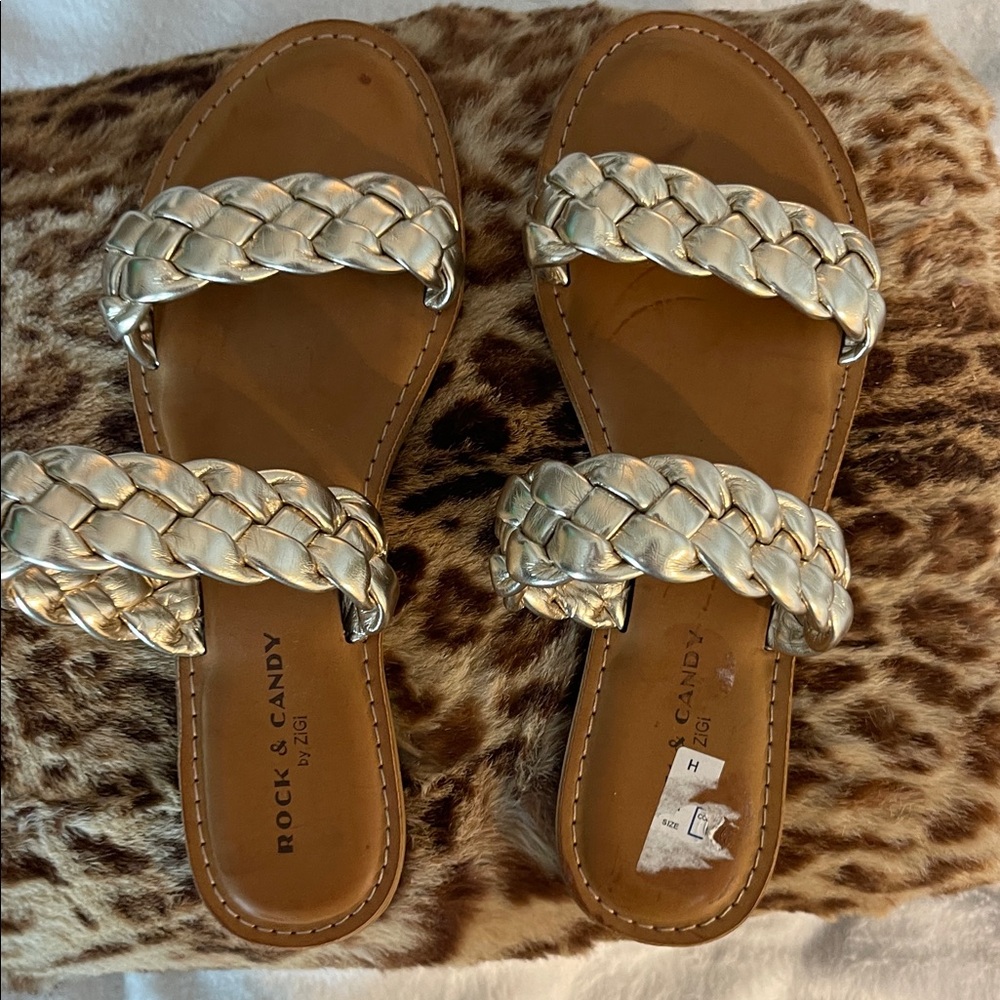 Rock & Candy Women's Metallic Braided Sandals